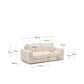 Divano modulare Alea 3 posti sfoderabile in ciniglia beige 220 cm