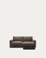 Divano modulare Alea 3 posti sfoderabile in ciniglia chaise longue destra marrone scuro 220 cm