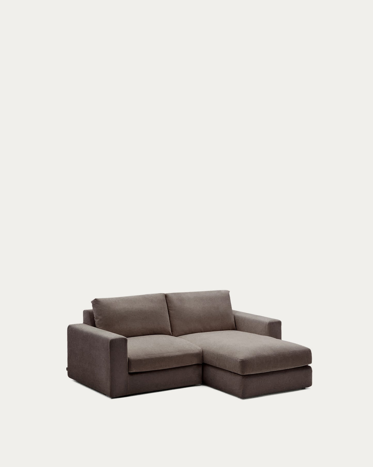 Divano modulare Alea 3 posti sfoderabile in ciniglia chaise longue destra marrone scuro 220 cm