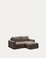 Divano modulare Alea 3 posti sfoderabile in ciniglia chaise longue destra marrone scuro 220 cm