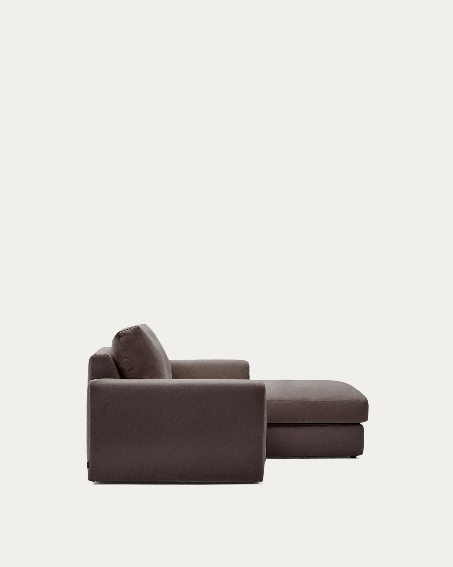 Divano modulare Alea 3 posti sfoderabile in ciniglia chaise longue destra marrone scuro 220 cm