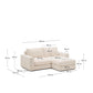 Divano modulare Alea 3 posti sfoderabile in ciniglia chaise longue destra beige 220 cm