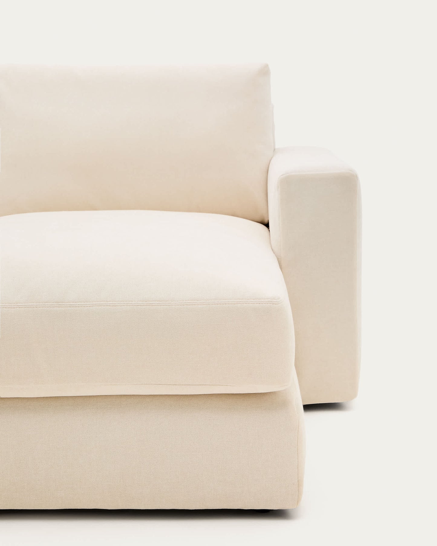 Divano modulare Alea 3 posti sfoderabile in ciniglia chaise longue destra écru 220 cm