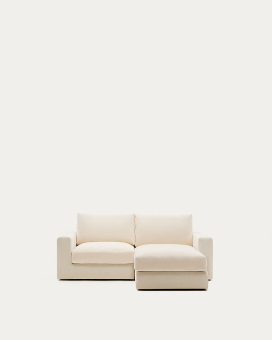 Divano modulare Alea 3 posti sfoderabile in ciniglia chaise longue destra écru 220 cm