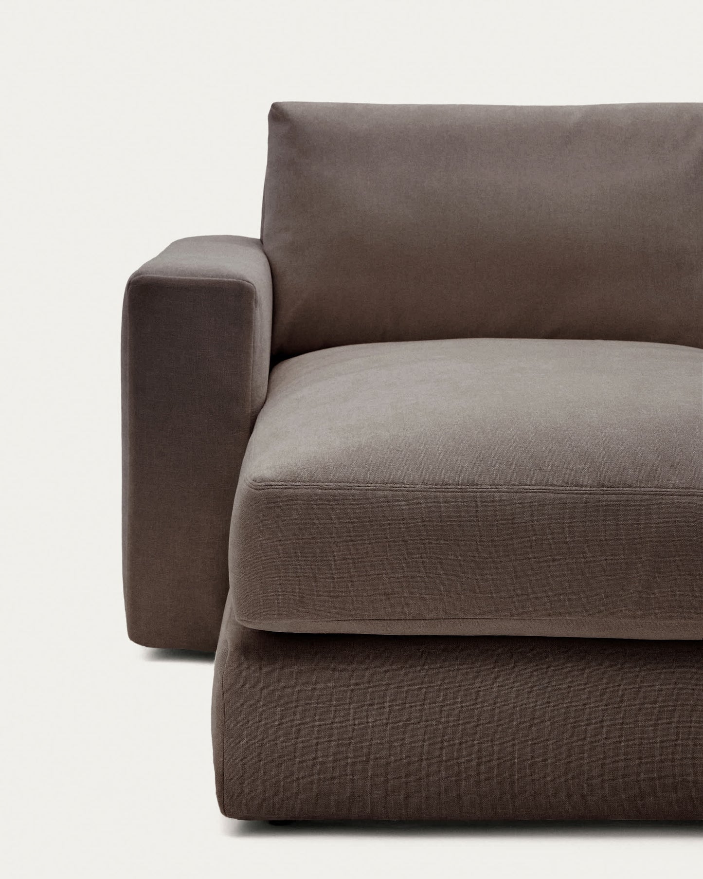 Divano modulare sfoderabile Alea 3 posti in ciniglia chaise longue sinistra marrone scuro 220 cm