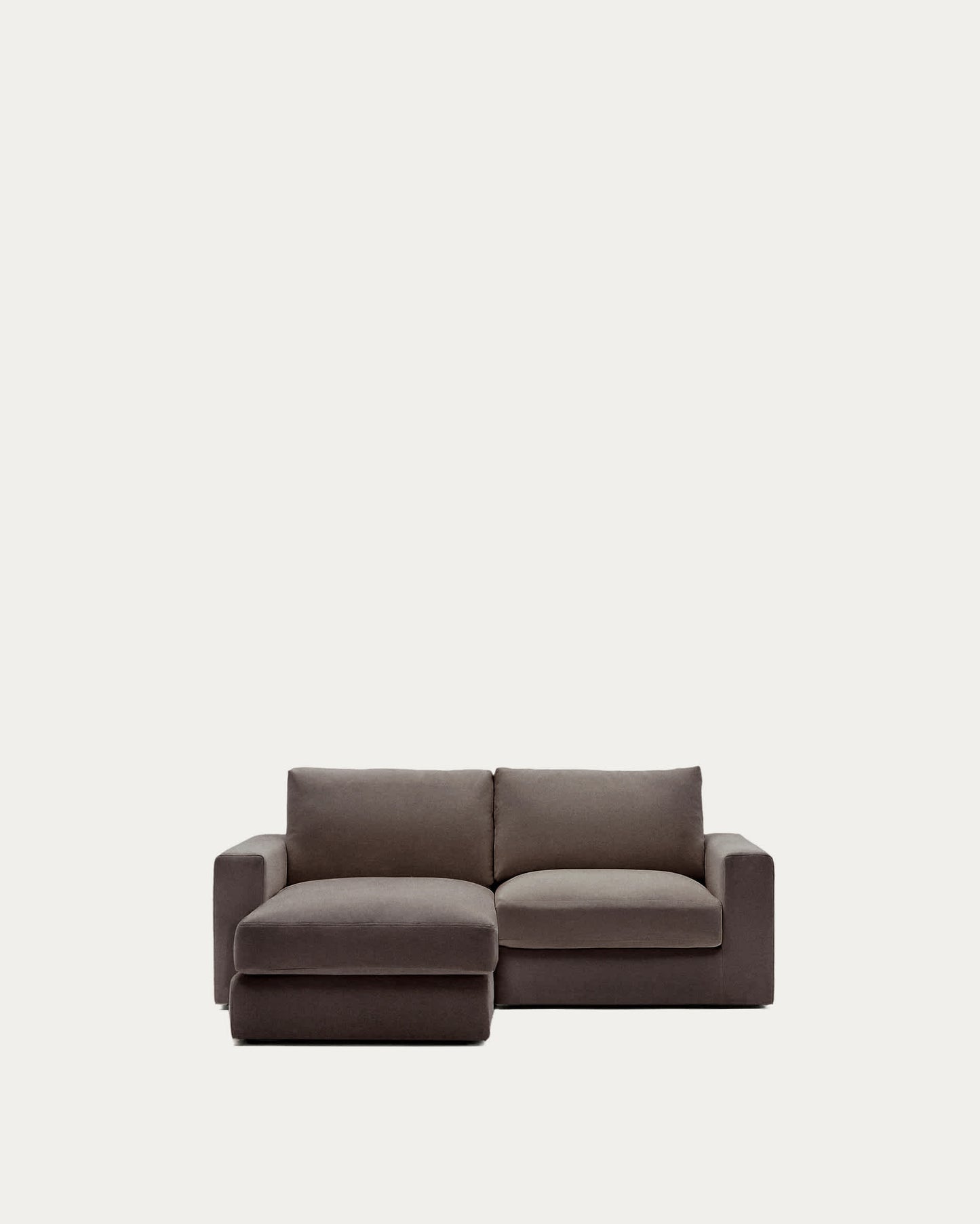 Divano modulare sfoderabile Alea 3 posti in ciniglia chaise longue sinistra marrone scuro 220 cm