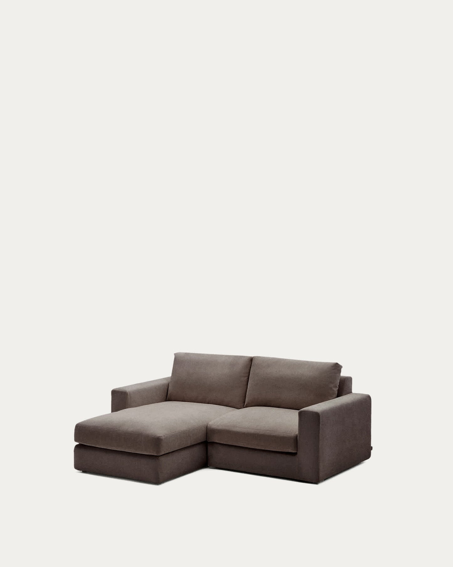 Divano modulare sfoderabile Alea 3 posti in ciniglia chaise longue sinistra marrone scuro 220 cm