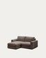 Divano modulare sfoderabile Alea 3 posti in ciniglia chaise longue sinistra marrone scuro 220 cm