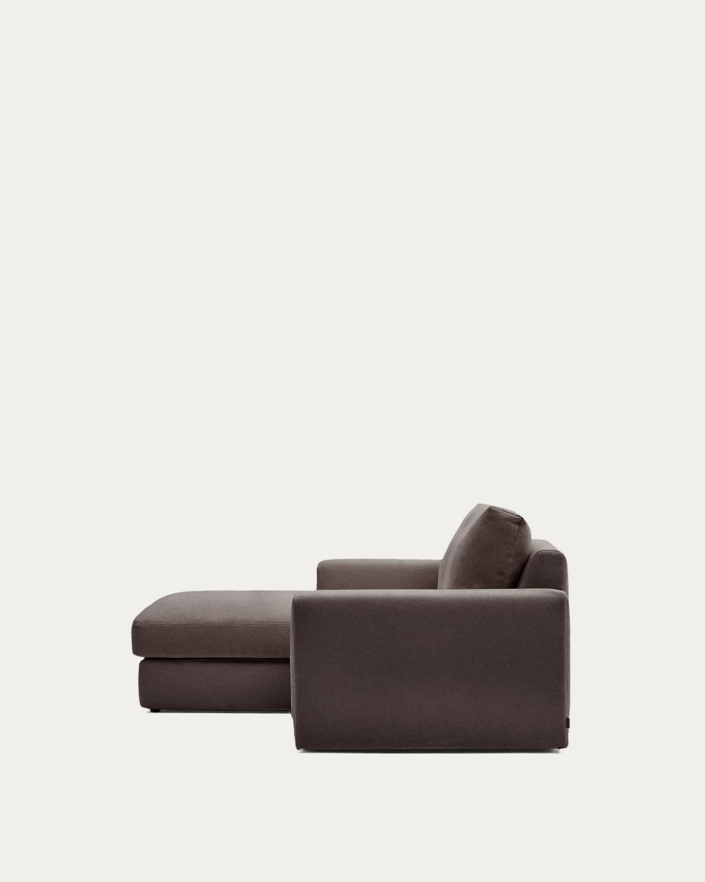 Divano modulare sfoderabile Alea 3 posti in ciniglia chaise longue sinistra marrone scuro 220 cm