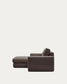 Divano modulare sfoderabile Alea 3 posti in ciniglia chaise longue sinistra marrone scuro 220 cm