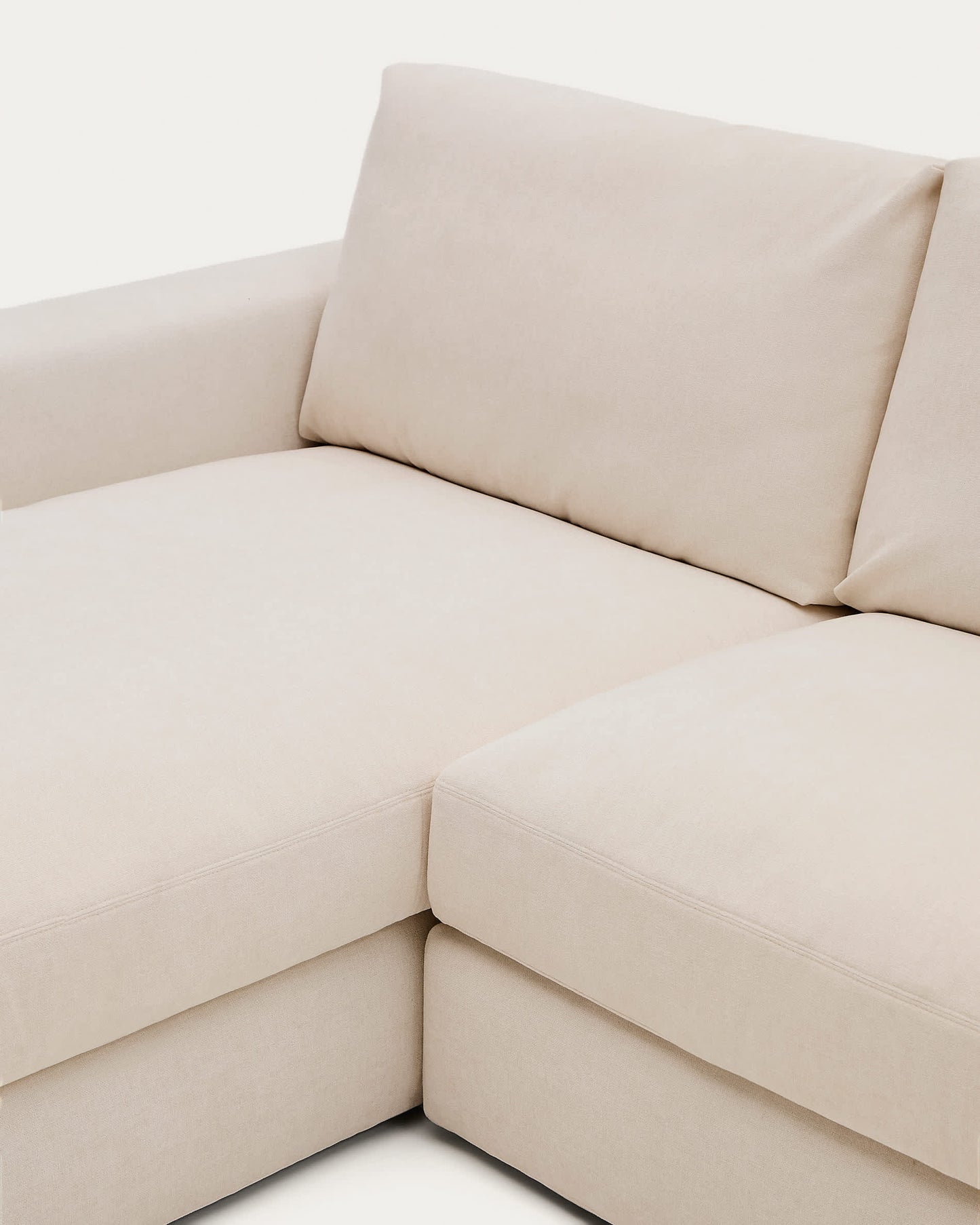 Divano modulare sfoderabile Alea 3 posti in ciniglia chaise longue sinistra beige 220 cm