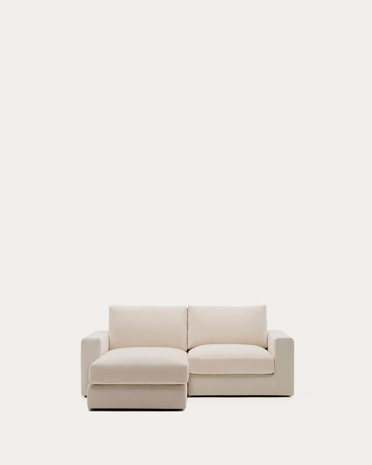 Divano modulare sfoderabile Alea 3 posti in ciniglia chaise longue sinistra beige 220 cm