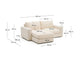 Divano modulare sfoderabile Alea 3 posti in ciniglia chaise longue sinistra écru 220 cm