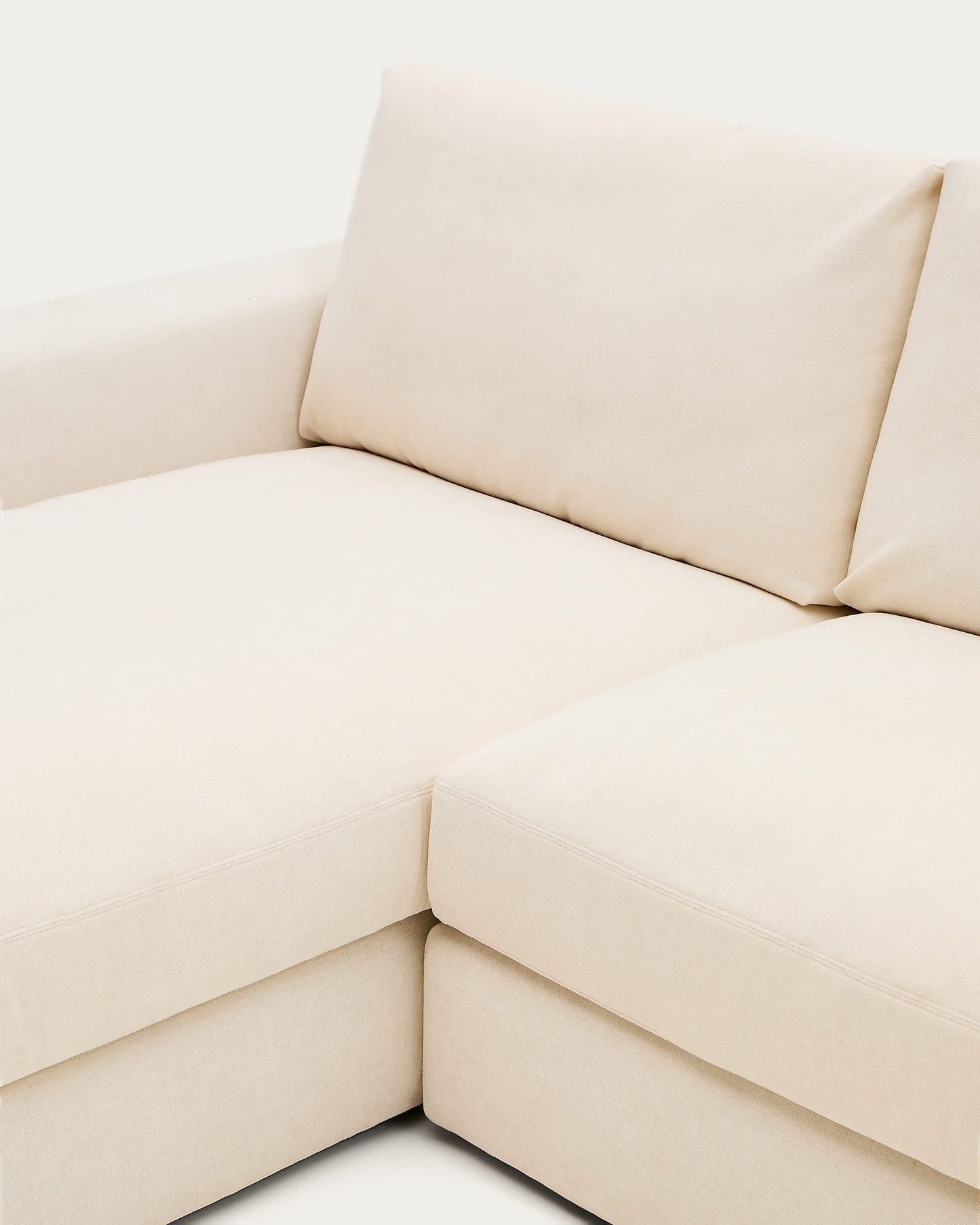 Divano modulare sfoderabile Alea 3 posti in ciniglia chaise longue sinistra écru 220 cm