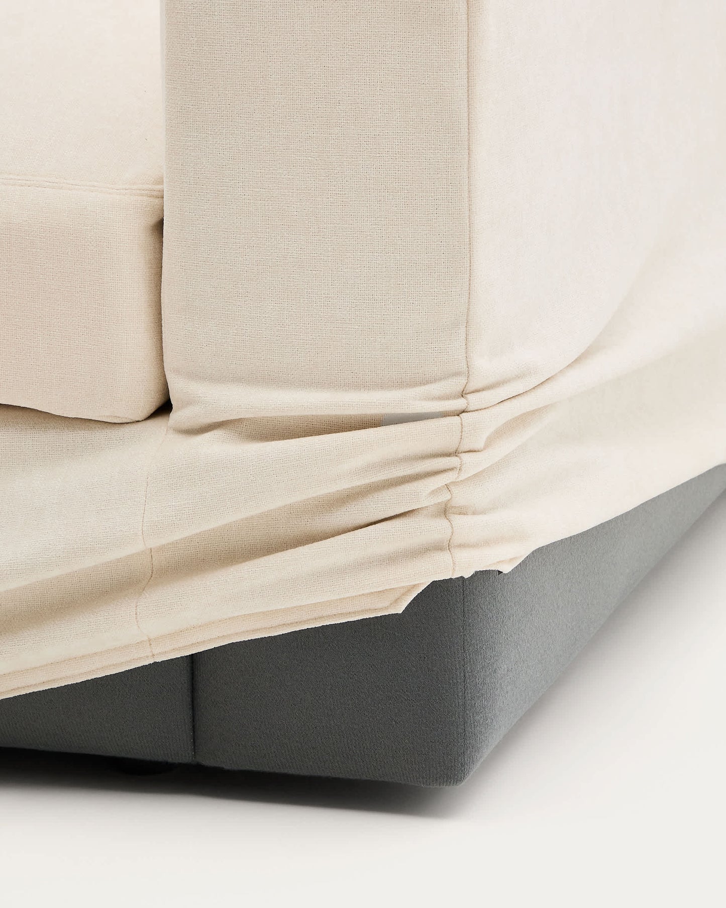 Divano modulare sfoderabile Alea 3 posti in ciniglia chaise longue sinistra écru 220 cm