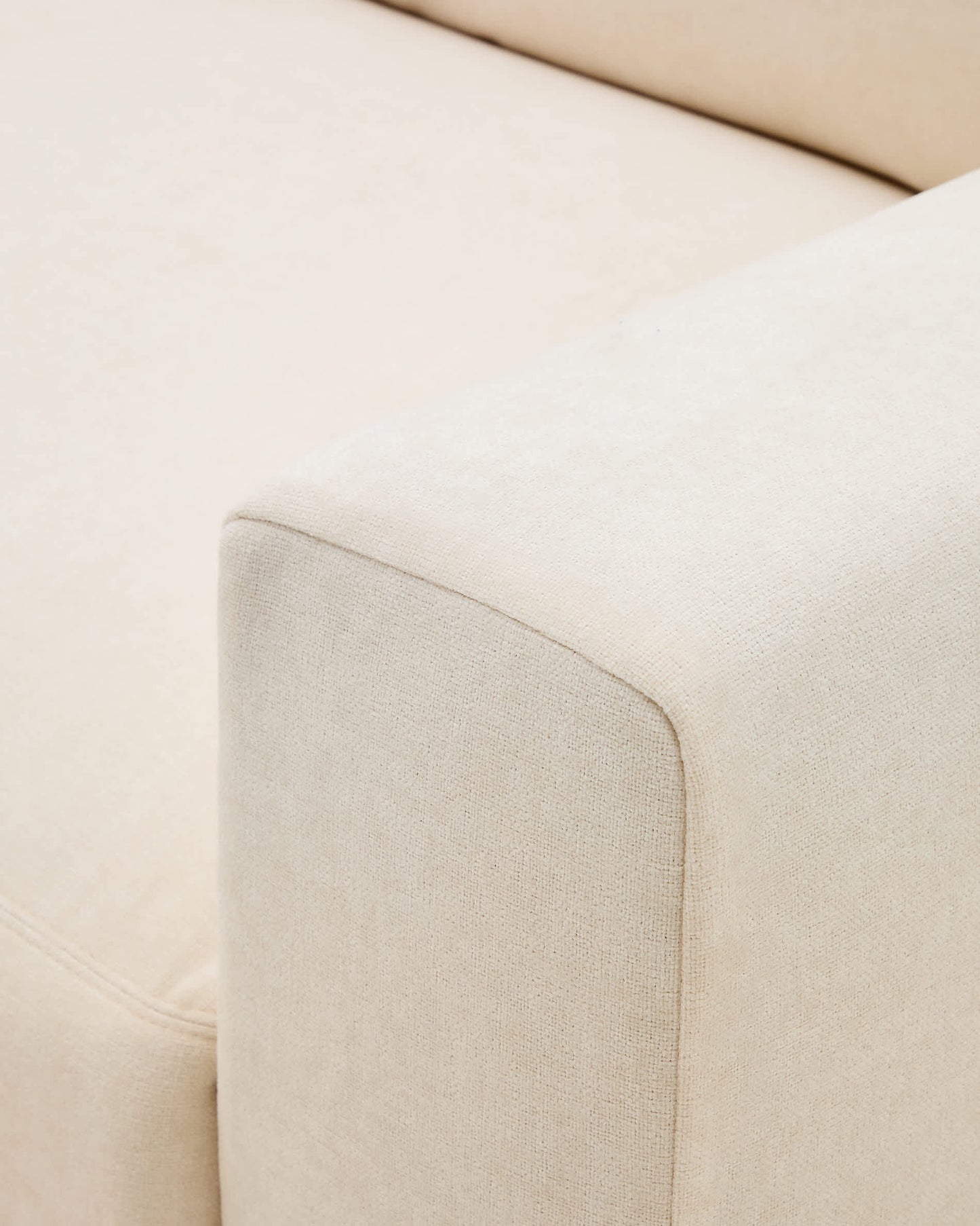 Divano modulare sfoderabile Alea 3 posti in ciniglia chaise longue sinistra écru 220 cm