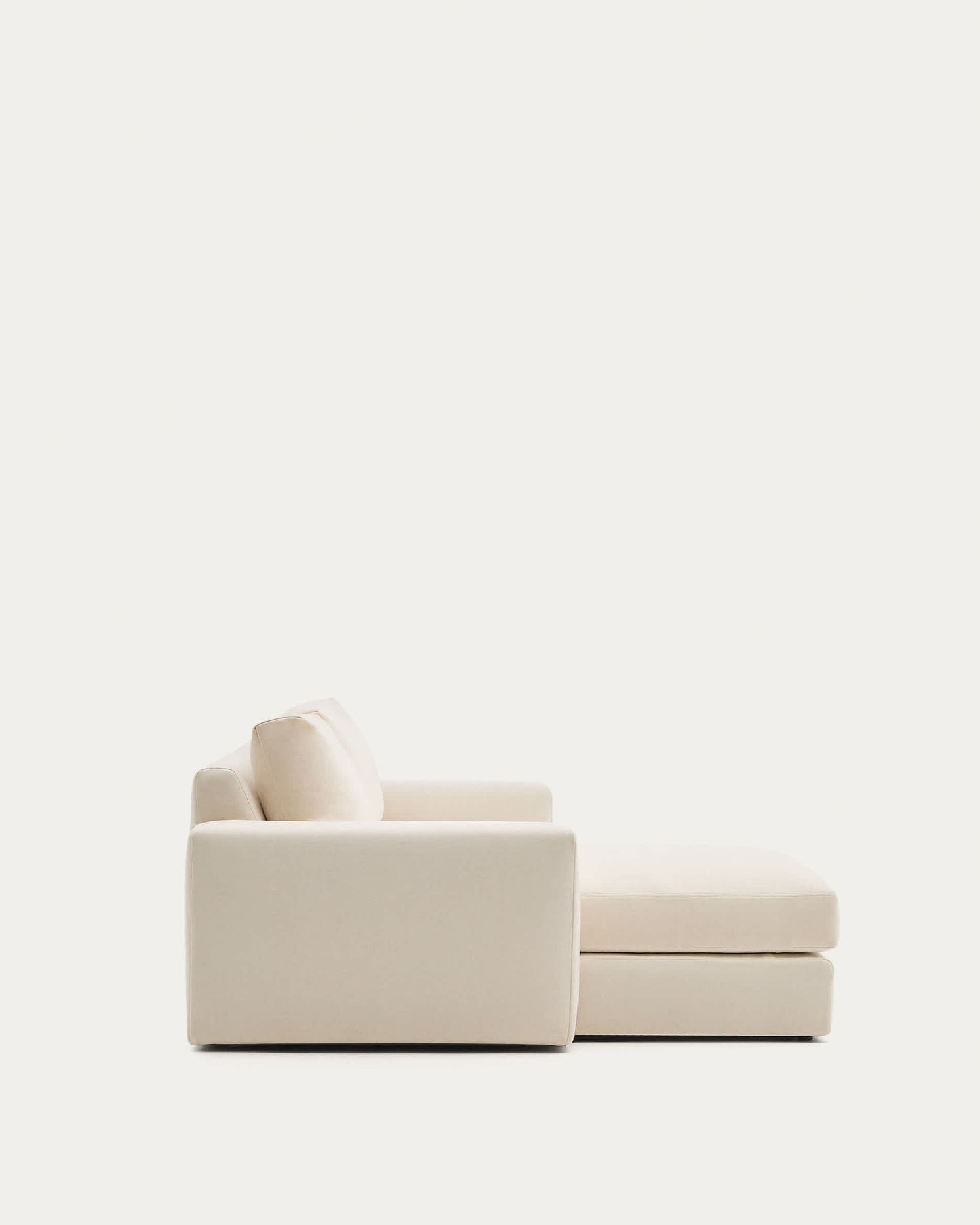 Divano modulare sfoderabile Alea 3 posti in ciniglia chaise longue sinistra écru 220 cm