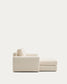 Divano modulare sfoderabile Alea 3 posti in ciniglia chaise longue sinistra écru 220 cm