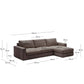 Divano modulare Alea 4 posti sfoderabile in ciniglia chaise longue destra marrone scuro 310 cm