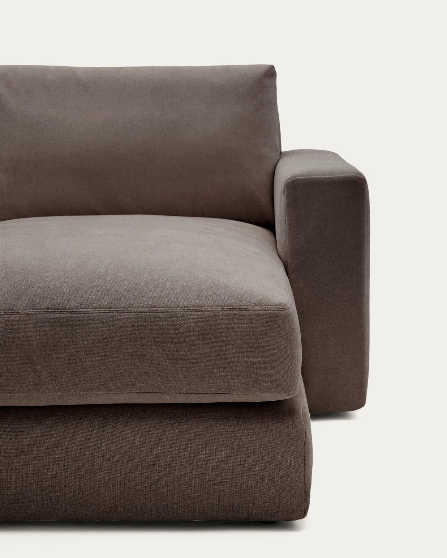 Divano modulare Alea 4 posti sfoderabile in ciniglia chaise longue destra marrone scuro 310 cm