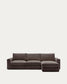 Divano modulare Alea 4 posti sfoderabile in ciniglia chaise longue destra marrone scuro 310 cm