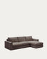 Divano modulare Alea 4 posti sfoderabile in ciniglia chaise longue destra marrone scuro 310 cm