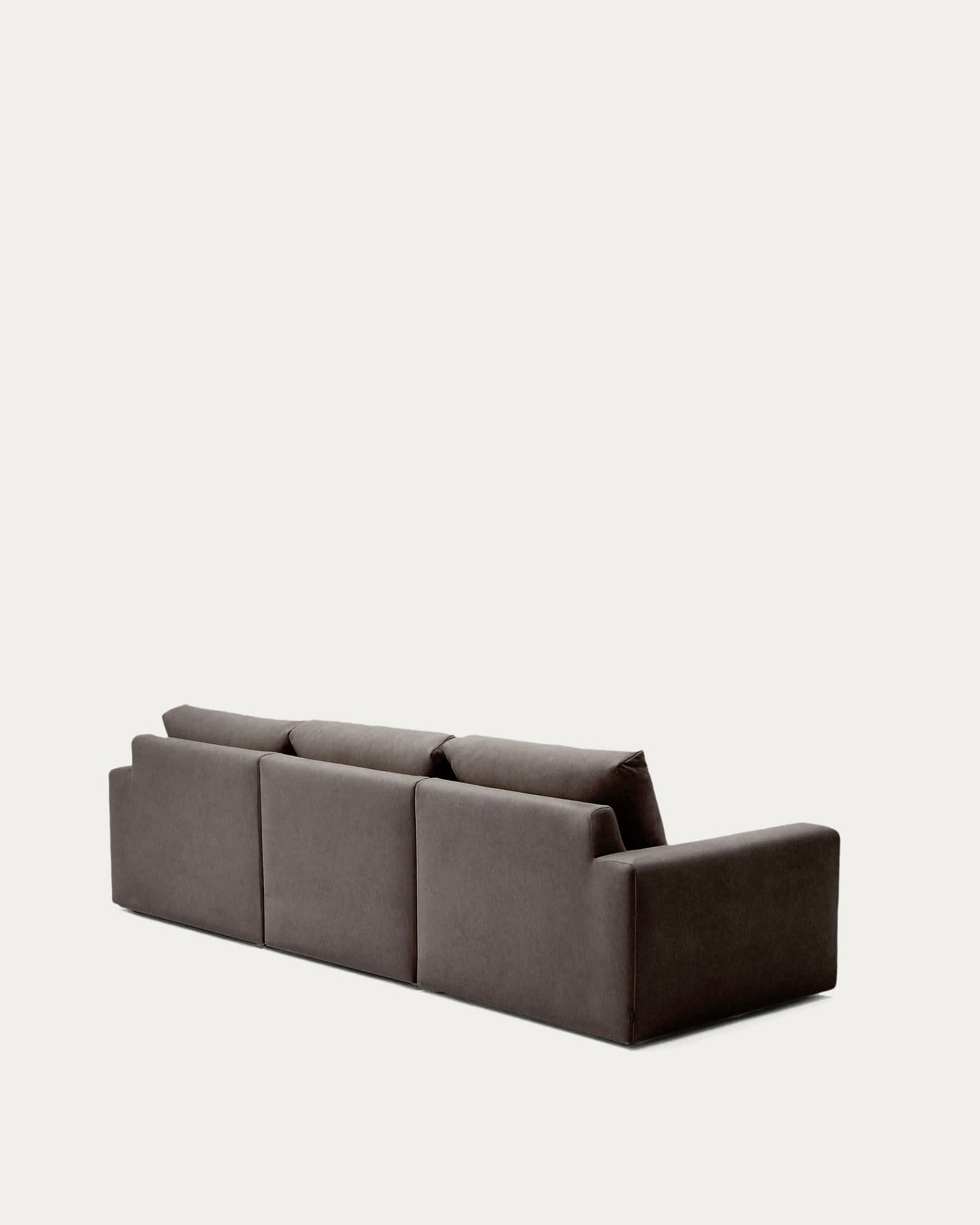 Divano modulare Alea 4 posti sfoderabile in ciniglia chaise longue destra marrone scuro 310 cm
