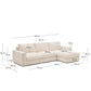 Divano modulare Alea 4 posti sfoderabile in ciniglia chaise longue destra beige 310 cm
