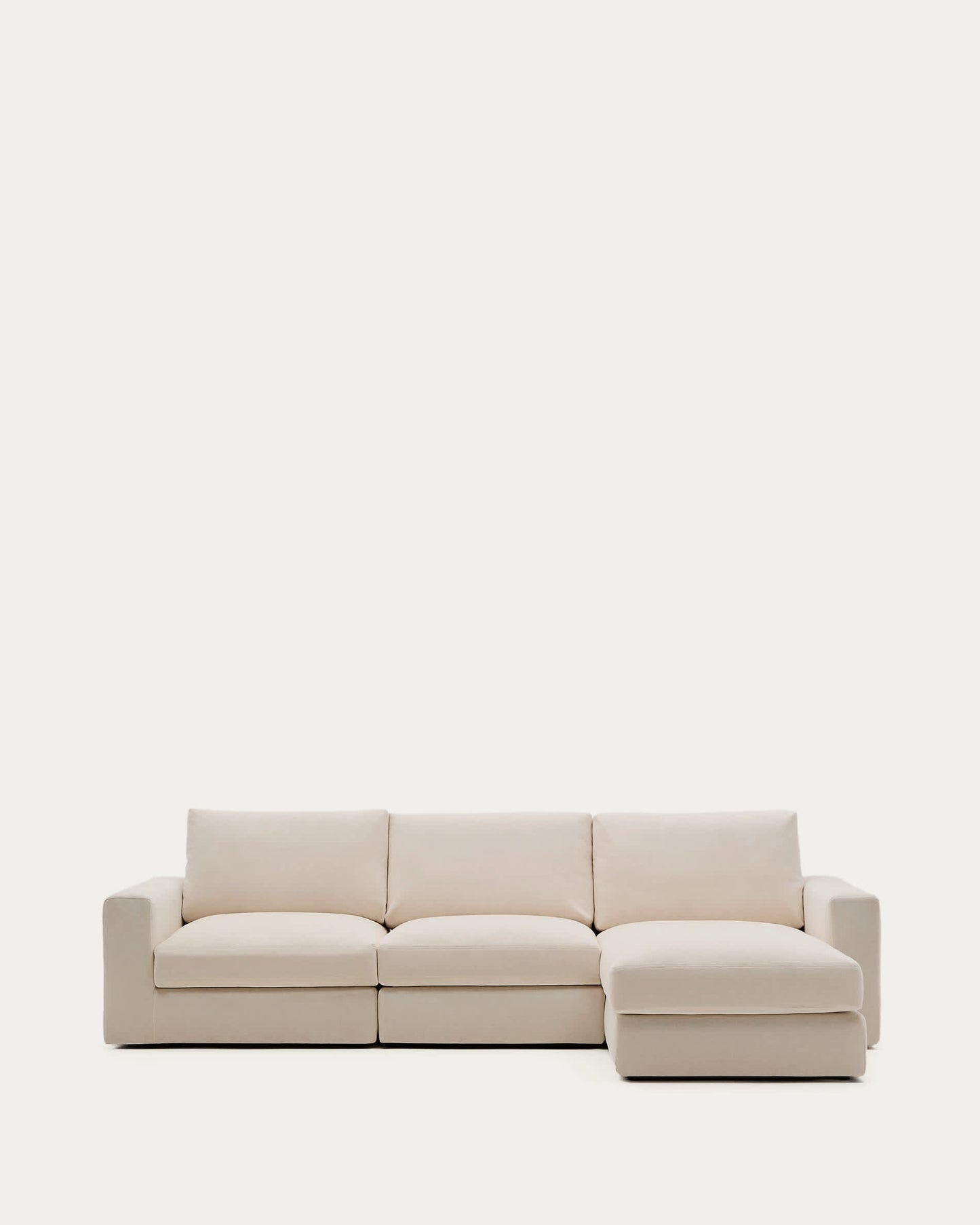 Divano modulare Alea 4 posti sfoderabile in ciniglia chaise longue destra beige 310 cm