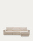 Divano modulare Alea 4 posti sfoderabile in ciniglia chaise longue destra beige 310 cm
