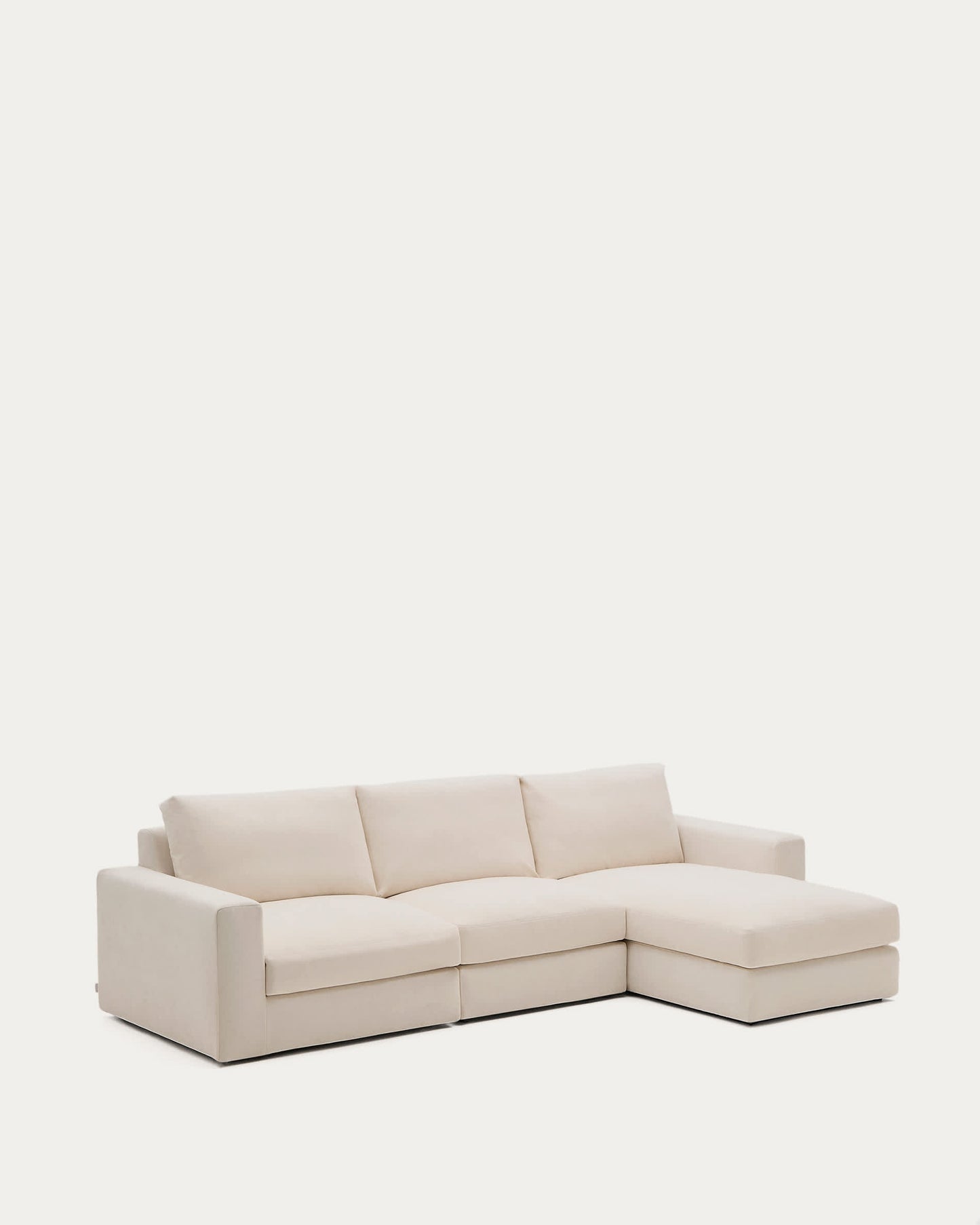 Divano modulare Alea 4 posti sfoderabile in ciniglia chaise longue destra beige 310 cm