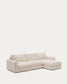 Divano modulare Alea 4 posti sfoderabile in ciniglia chaise longue destra beige 310 cm