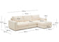 Divano modulare Alea 4 posti sfoderabile in ciniglia chaise longue destra écru 310 cm