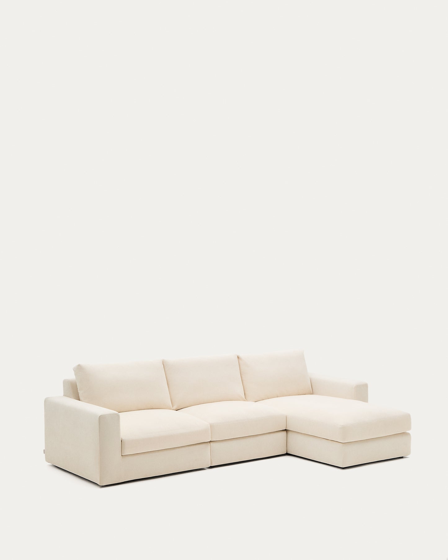 Divano modulare Alea 4 posti sfoderabile in ciniglia chaise longue destra écru 310 cm
