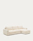 Divano modulare Alea 4 posti sfoderabile in ciniglia chaise longue destra écru 310 cm