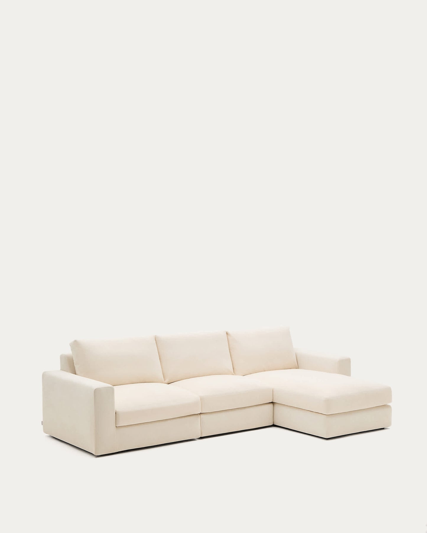 Divano modulare Alea 4 posti sfoderabile in ciniglia chaise longue destra écru 310 cm