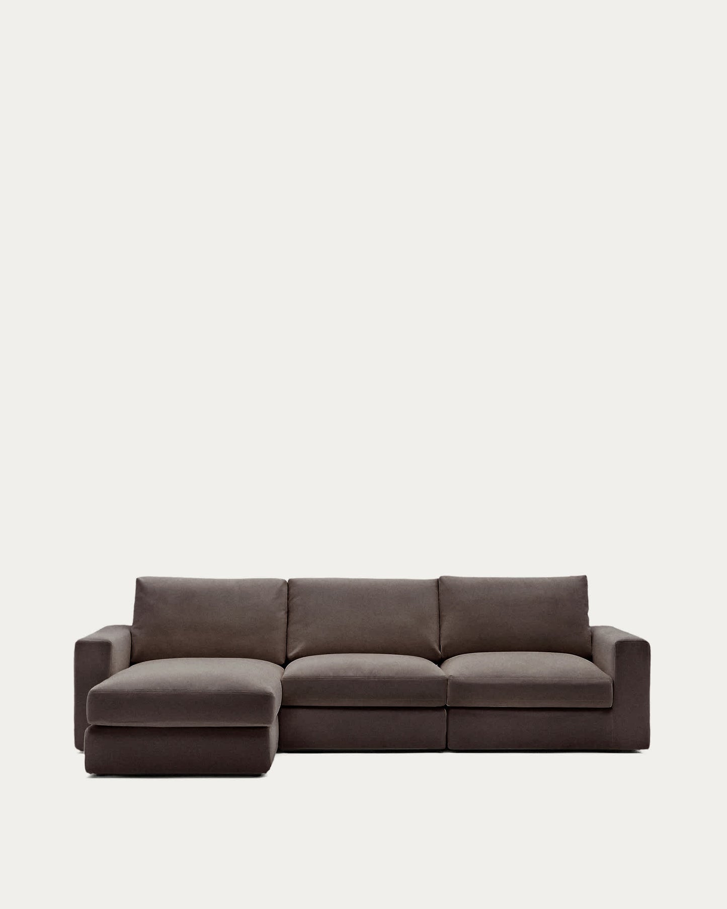 Divano modulare Alea 4 posti sfoderabile in ciniglia chaise longue sinistra marrone scuro 310 cm