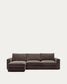 Divano modulare Alea 4 posti sfoderabile in ciniglia chaise longue sinistra marrone scuro 310 cm
