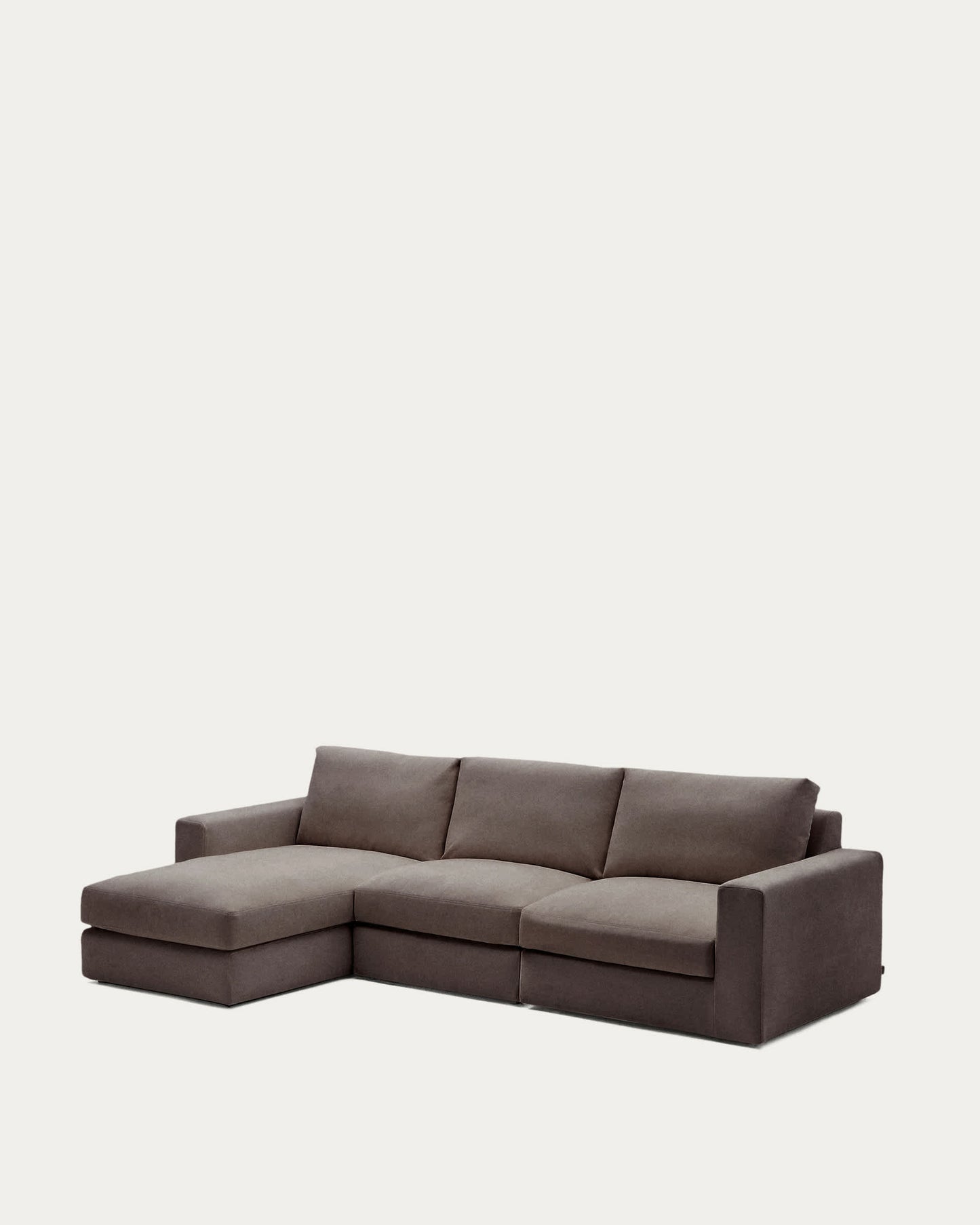Divano modulare Alea 4 posti sfoderabile in ciniglia chaise longue sinistra marrone scuro 310 cm