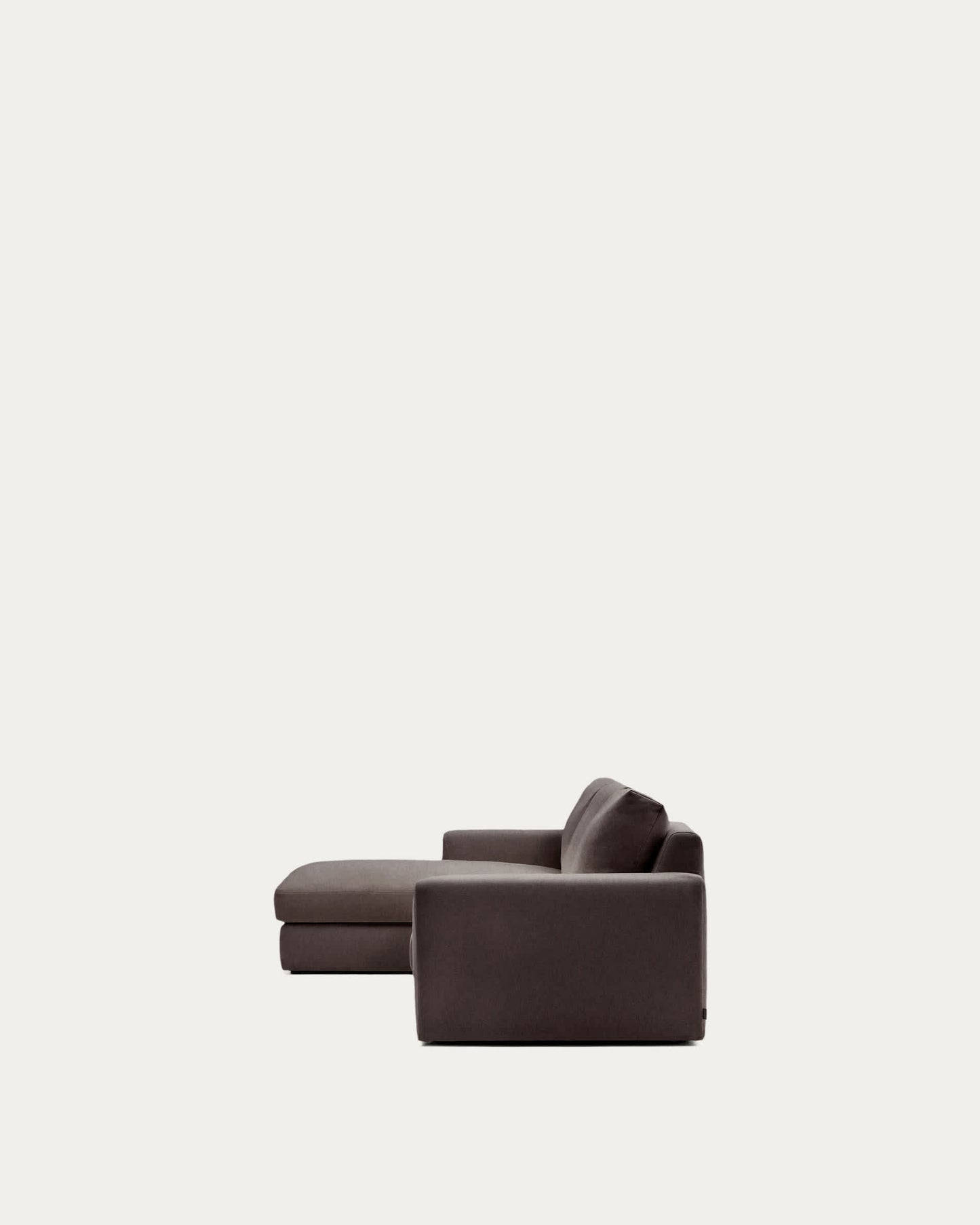 Divano modulare Alea 4 posti sfoderabile in ciniglia chaise longue sinistra marrone scuro 310 cm