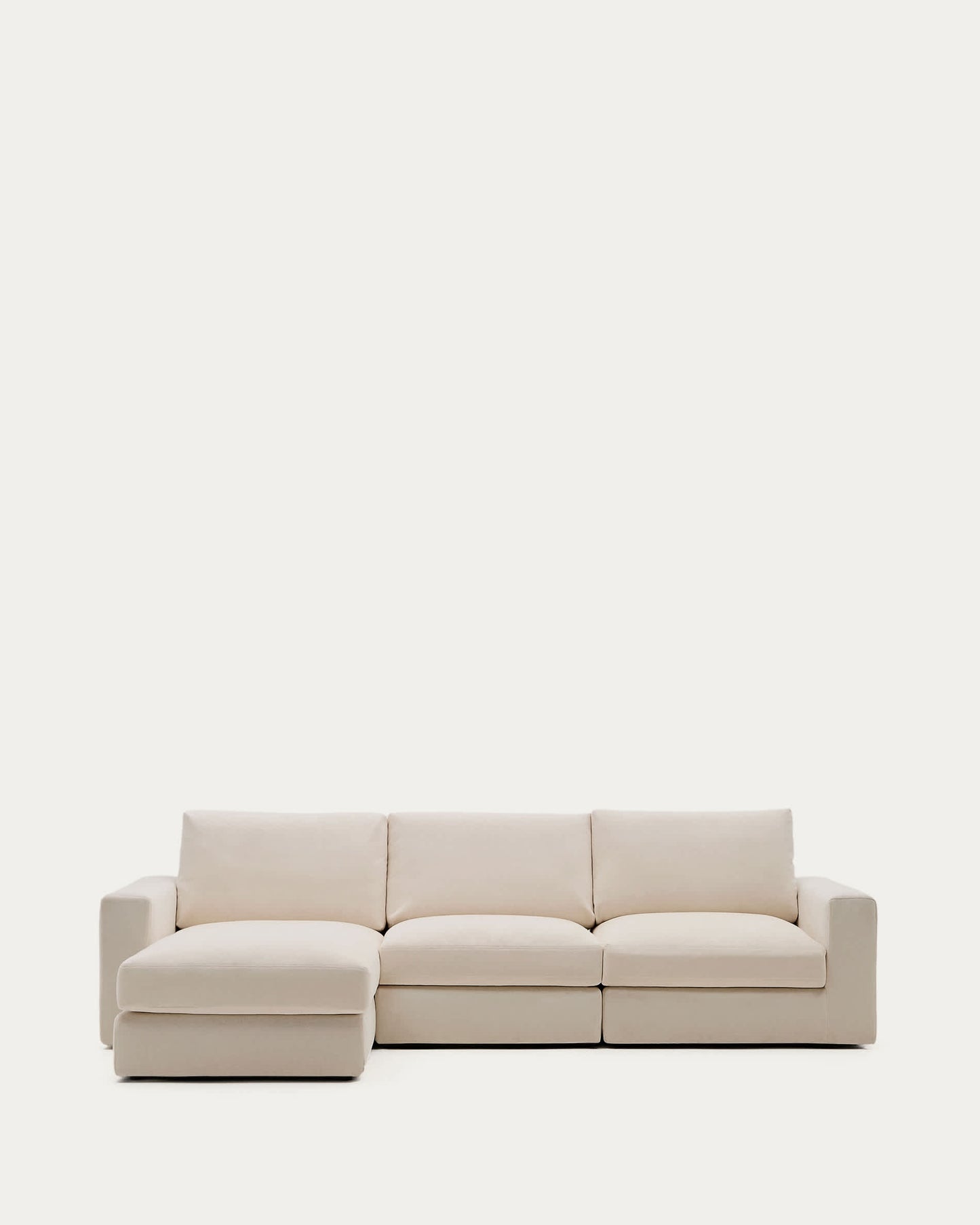 Divano modulare Alea 4 posti sfoderabile in ciniglia chaise longue sinistra beige 310 cm