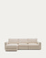 Divano modulare Alea 4 posti sfoderabile in ciniglia chaise longue sinistra beige 310 cm
