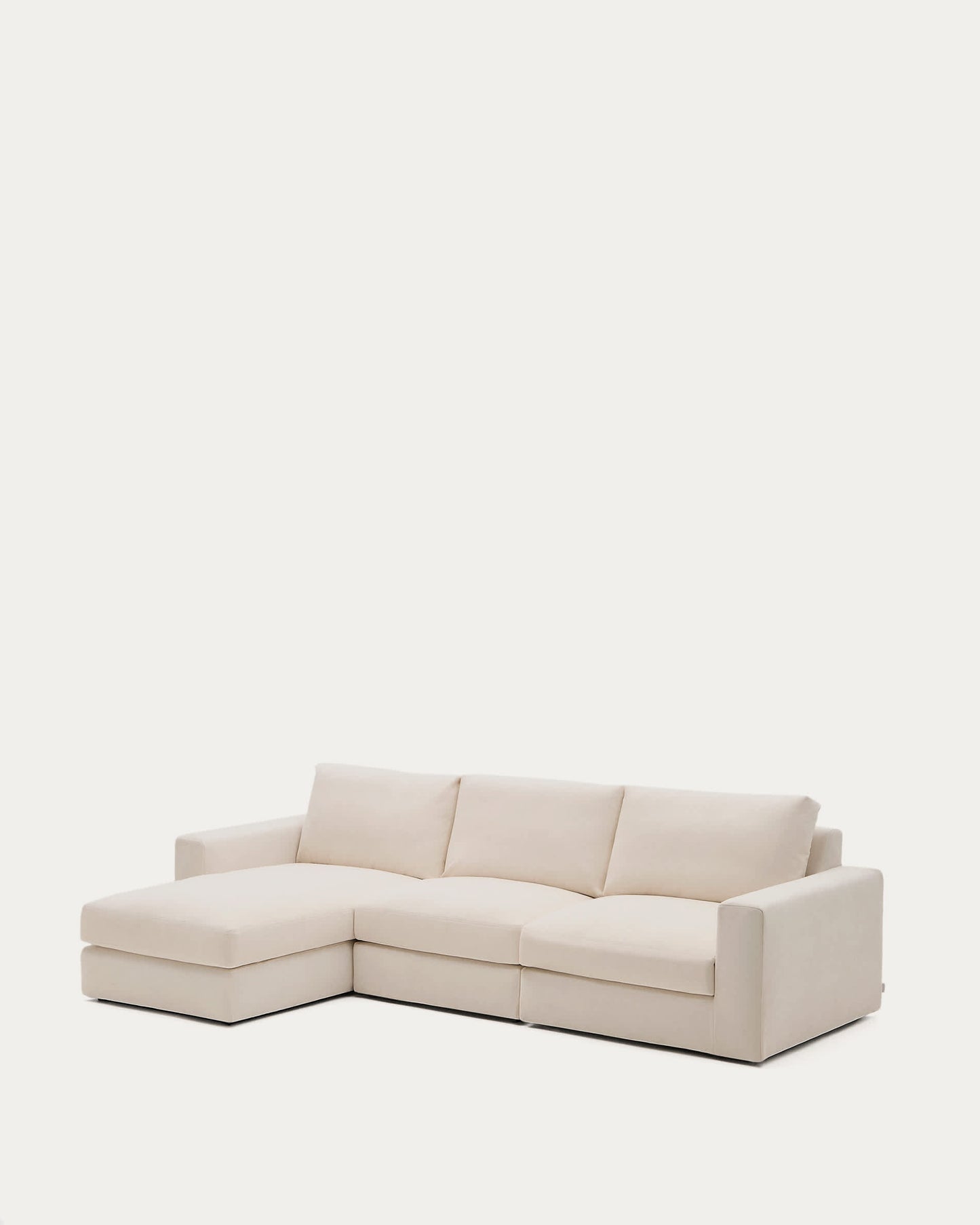 Divano modulare Alea 4 posti sfoderabile in ciniglia chaise longue sinistra beige 310 cm