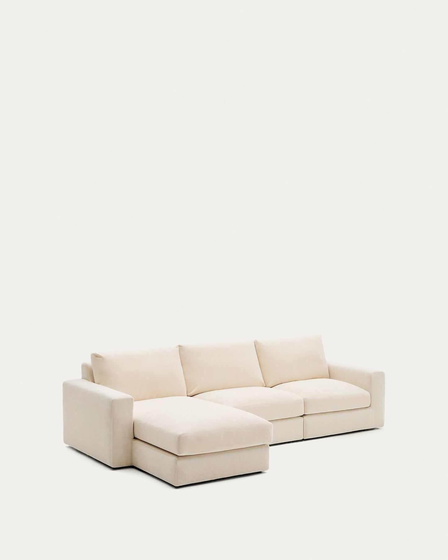 Divano modulare Alea 4 posti sfoderabile in ciniglia chaise longue sinistra écru 310 cm