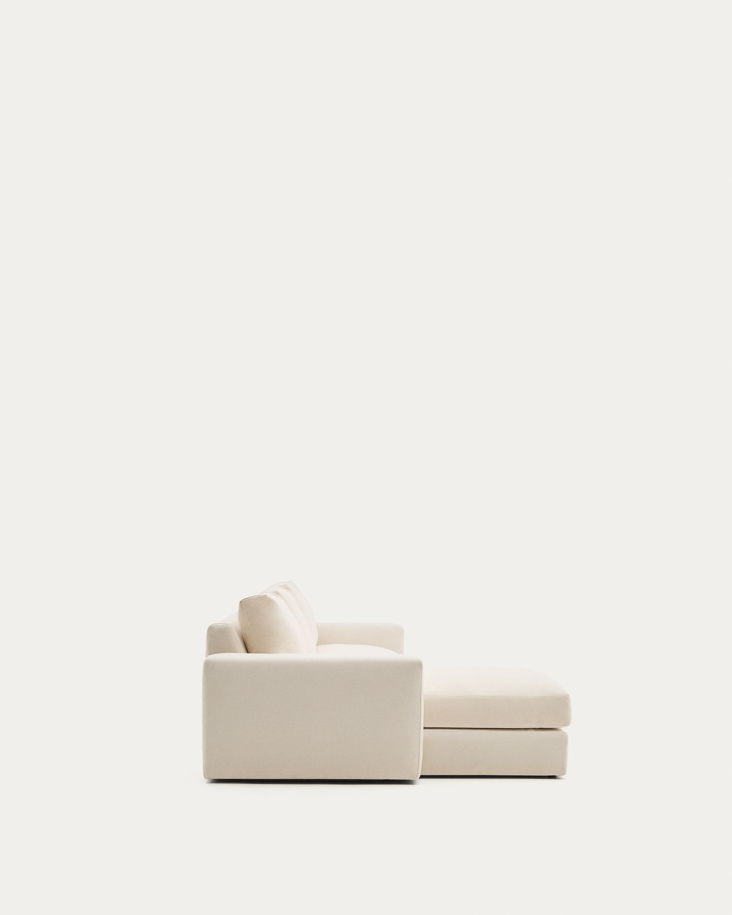 Divano modulare Alea 4 posti sfoderabile in ciniglia chaise longue sinistra écru 310 cm