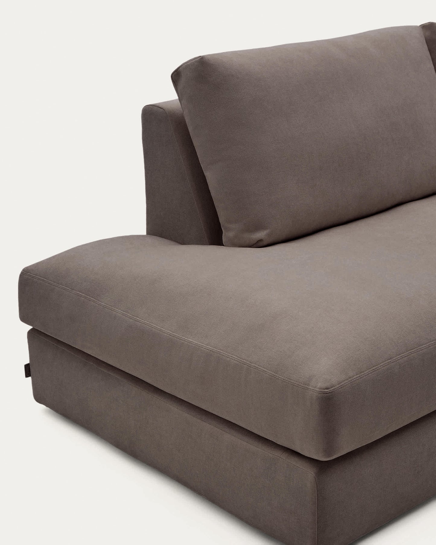 Divano modulare Alea 5 posti sfoderabile in ciniglia marrone scuro con chaise longue destra 340 cm