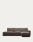 Divano modulare Alea 5 posti sfoderabile in ciniglia marrone scuro con chaise longue destra 340 cm