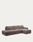Divano modulare Alea 5 posti sfoderabile in ciniglia marrone scuro con chaise longue destra 340 cm