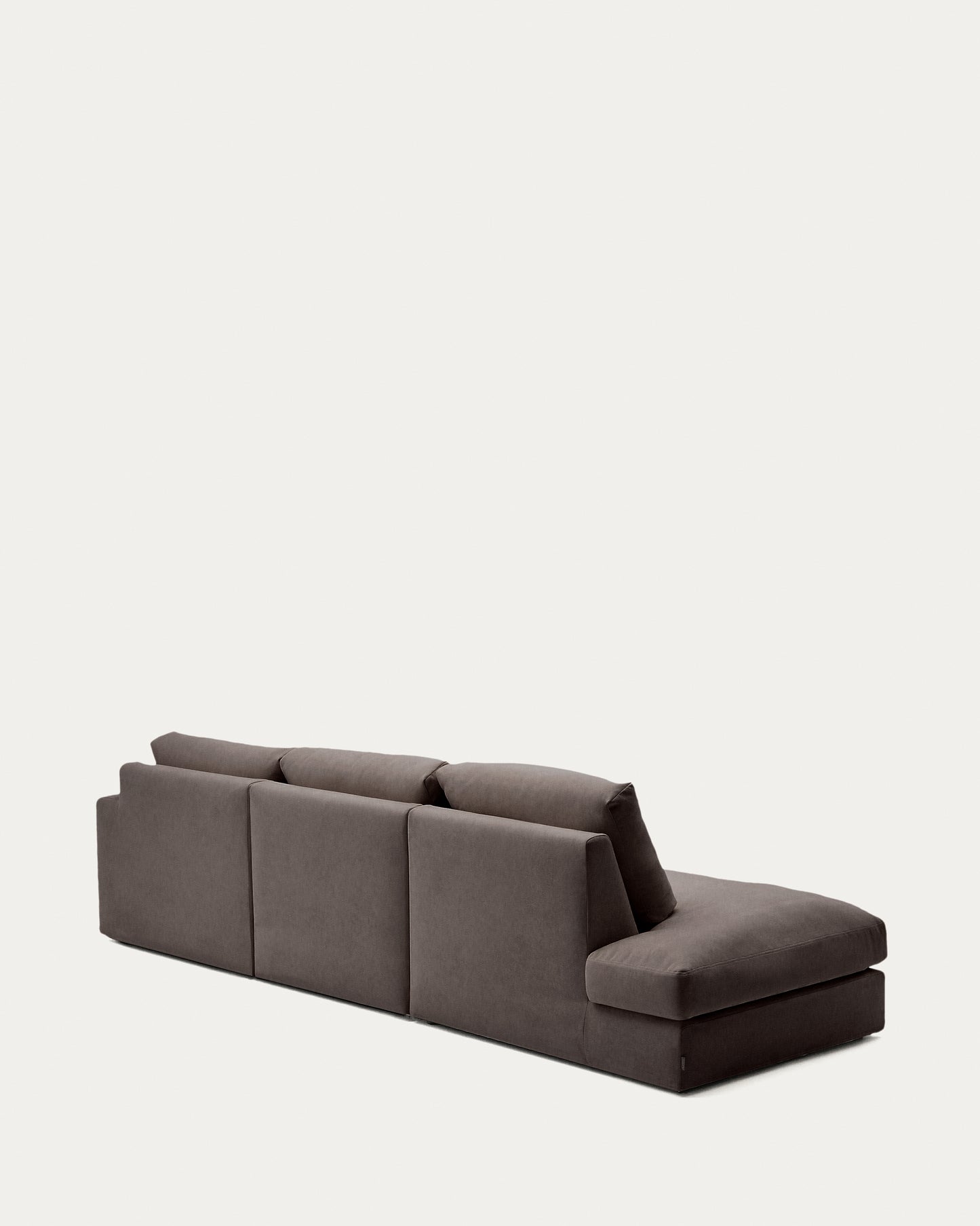 Divano modulare Alea 5 posti sfoderabile in ciniglia marrone scuro con chaise longue destra 340 cm