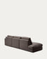 Divano modulare Alea 5 posti sfoderabile in ciniglia marrone scuro con chaise longue destra 340 cm
